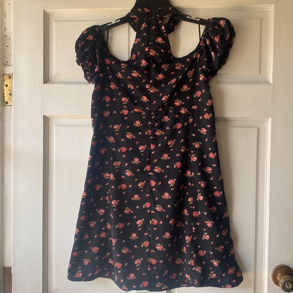 Store Black Floral Off the Shoulder Choker Dress Size L - Picture 2 of 4